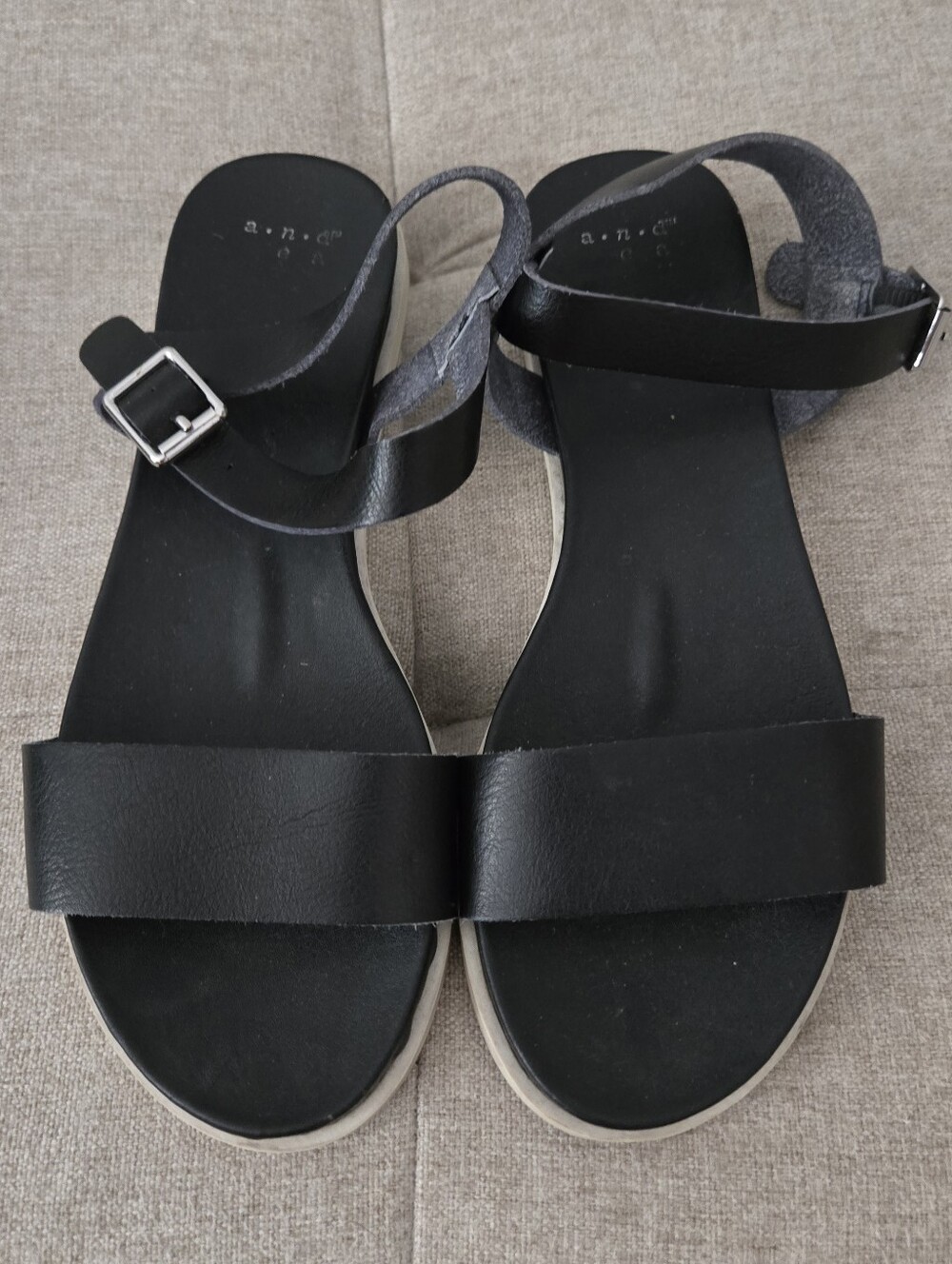 a.n.a Black Strappy Buckle Sandals